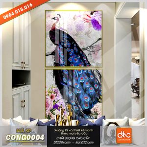 Tranh chim công đẹp lộng lẫy cao cấp