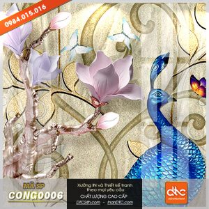 Tranh chim công và hoa văn hiện đại