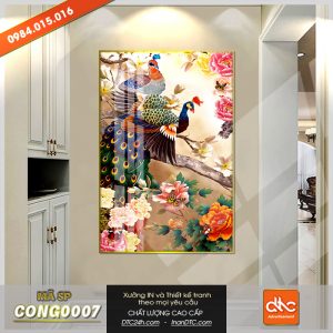 Tranh đôi công và hoa mẫu đơn