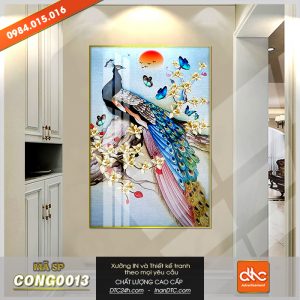 Tranh chim công treo tường cao cấp