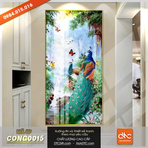 Tranh con công đẹp 3d