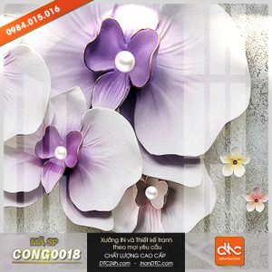 Tranh chim công và hoa lan 3