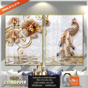 Tranh con chim công cao cấp 3