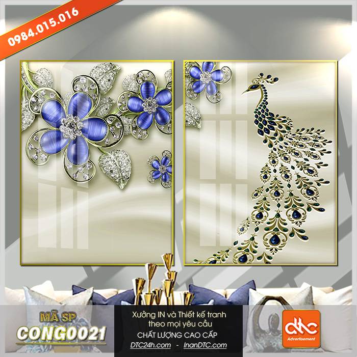 Tranh chim công giả đá đẹp Tranh chim công giả đá đẹp 1