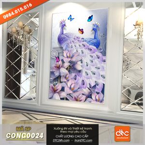 Tranh con công đôi uyên ương 2