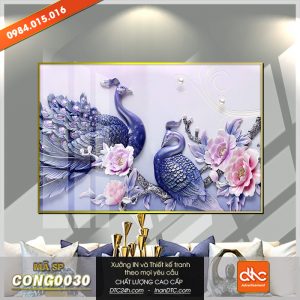 Tranh đôi chim công 3d tuyệt đẹp
