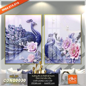 Tranh đôi chim công 3d tuyệt đẹp 1