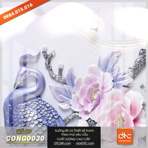 Tranh đôi chim công 3d tuyệt đẹp
