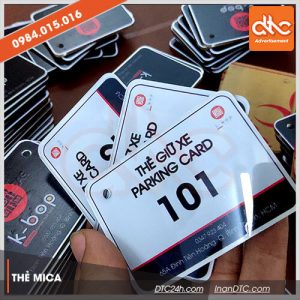 Thẻ giữ xe mica in UV 2 mặt